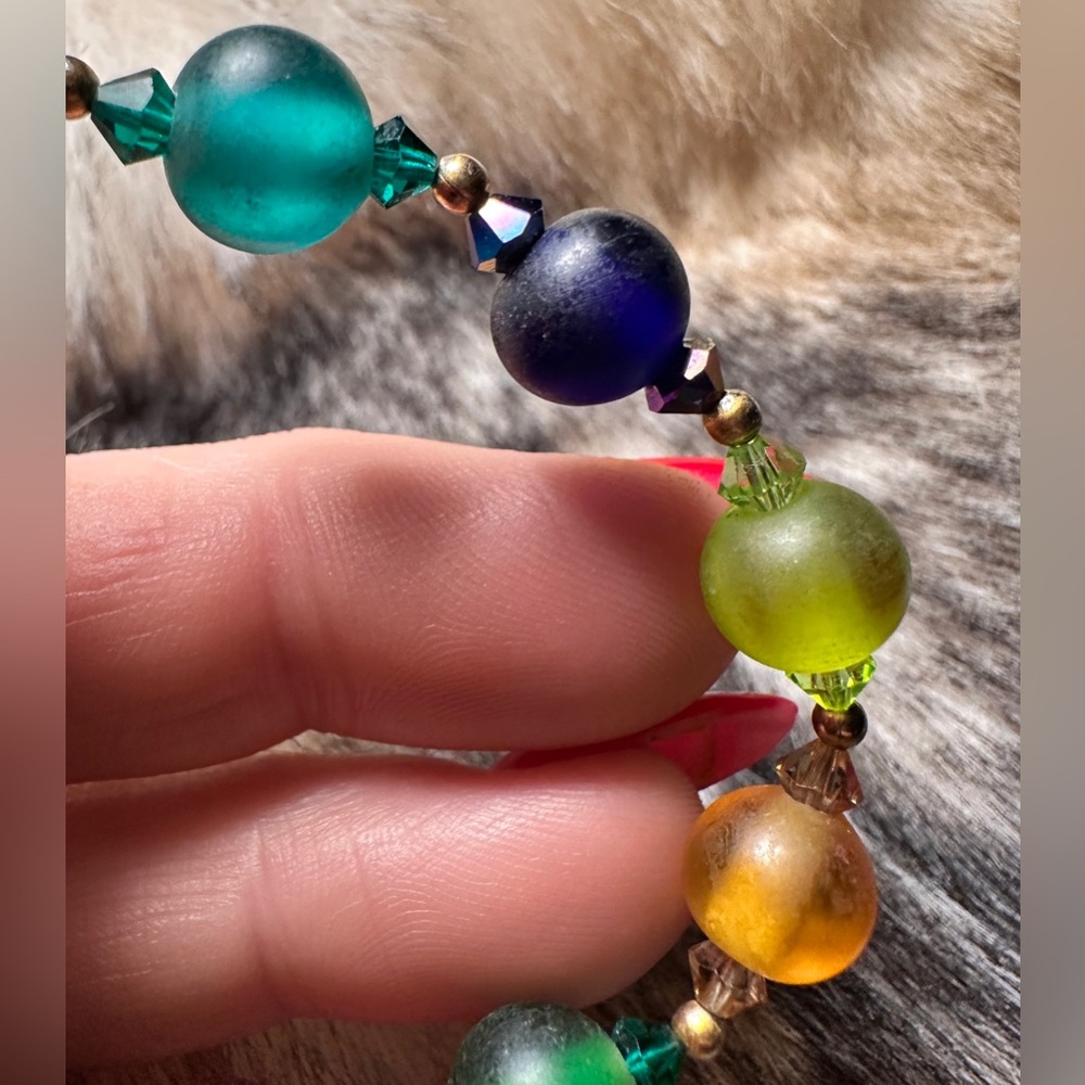 Multi-Color Glass Bead & Rhinestone Bracelet/LGBTQ+ - Picture 2 of 6